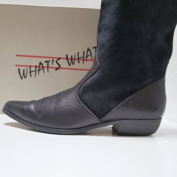 What's What Black Suede Mid Calf Boot Style Rowdy - Picture 5 of 15